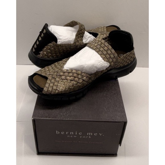 bernie mev. Shoes - Bernie Mev Bronze Woven Open Toe Flats Adjustable Strap  EU 37 Memory Foam Strap